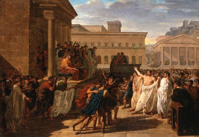 Brutus luistert naar de ambassadeurs van de Tarquins door Louis Lafitte